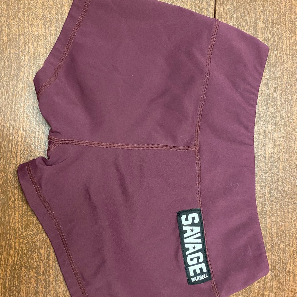 Maroon savage barbell workout shorts